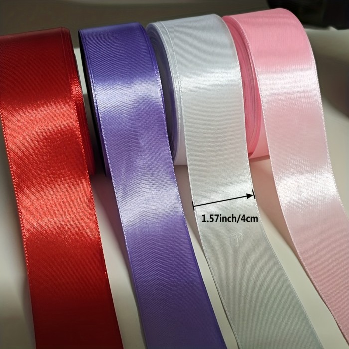 1 Roll 25 Yards Colored Satin Ribbon Rose Butterfly Bow Making Ribbon Cake Christmas Holiday Decoration Ribbon 4cm Wide