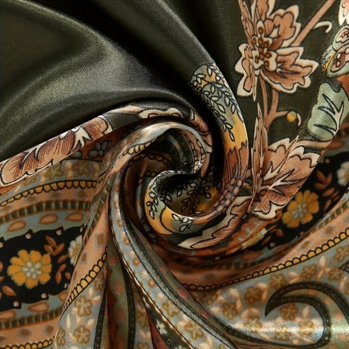 Flower Print Bandana Square Head Scarf Silk Like Floral Head Scarves Square Satin Hair Scarf Bandanas