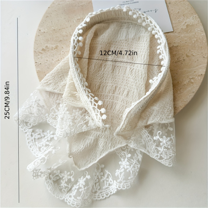 1pc Women's Fabric Mesh Lace Triangle Headscarf Hairband, Cute Hair Accessory, Sweet Summer Headwear Decor
