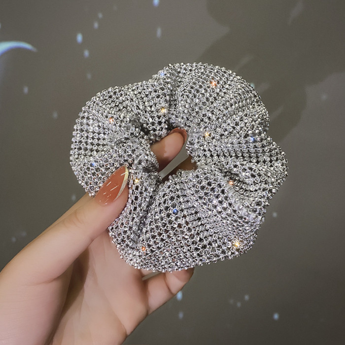 Full Rhinestones Decor Scrunchies - Soft And Comfortable Hair Ties For Ponytail And Hair Accessories