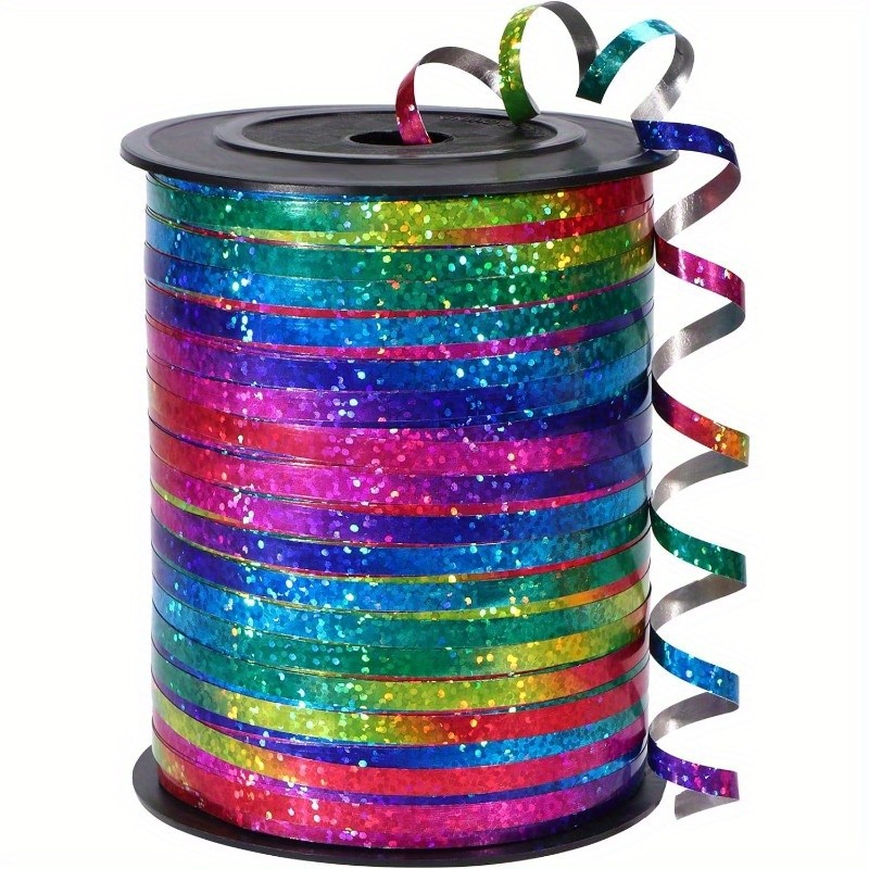 500-Yard Shiny Rainbow Curling Ribbon - Waterproof, Durable & Multi-Use for Gifts, Weddings, and Holidays