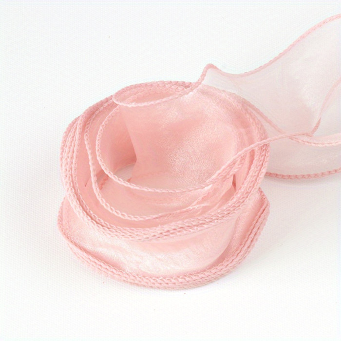 1 Roll, Sheer Wired Organza Ribbon Floral Ribbon For Gift Wrapping, Bouquet Wrapping, Decoration, Chiffon Ribbon With Golden Edge For Gift Wrapping, DIY Crafts Bouquet, Ribbons For Bouquets, Craft Supplies, Fabric, Handmade Wedding Bouquets Material