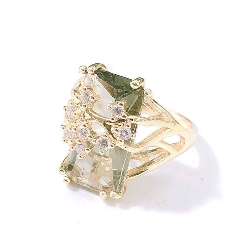 Exaggerated Cocktail Ring Inlaid Large Square Zircon Silver Plated Match Daily Outfits Stunning Party Accessory