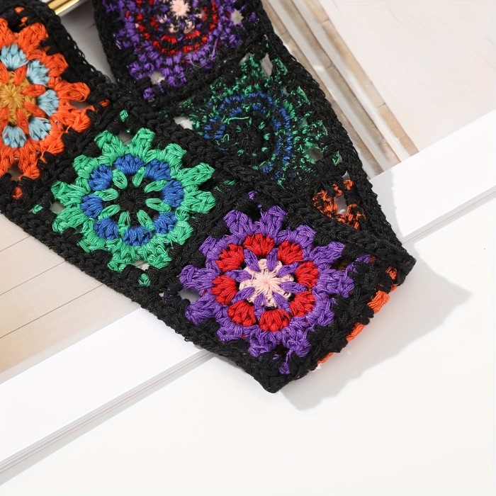Crochet Flower Stretch Headband, Women's Knitted Plum Blossom Elastic Hair Bands for Women's Daily Life Dating Party Hairbands and Accessories