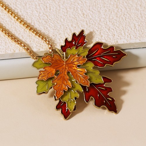Charming Maple Leaf Charm Necklace - Stackable & Dainty Design - Versatile Long Sweater Chain for All-Occasion Glamour - Elevate Your Style