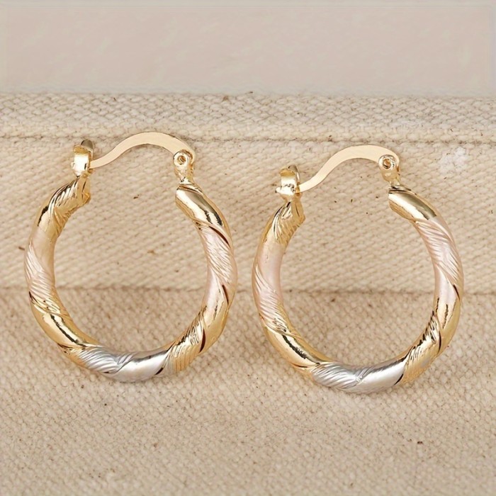 Vintage Twisted Creole Hoop Earrings - Unique Bohemian Style Jewelry with Intricate Pattern for Casual Wear, Wedding, Party, Birthday Gifts - Hypoallergenic, Nickel-Free, Durable, and Comfortable Accessories for Women