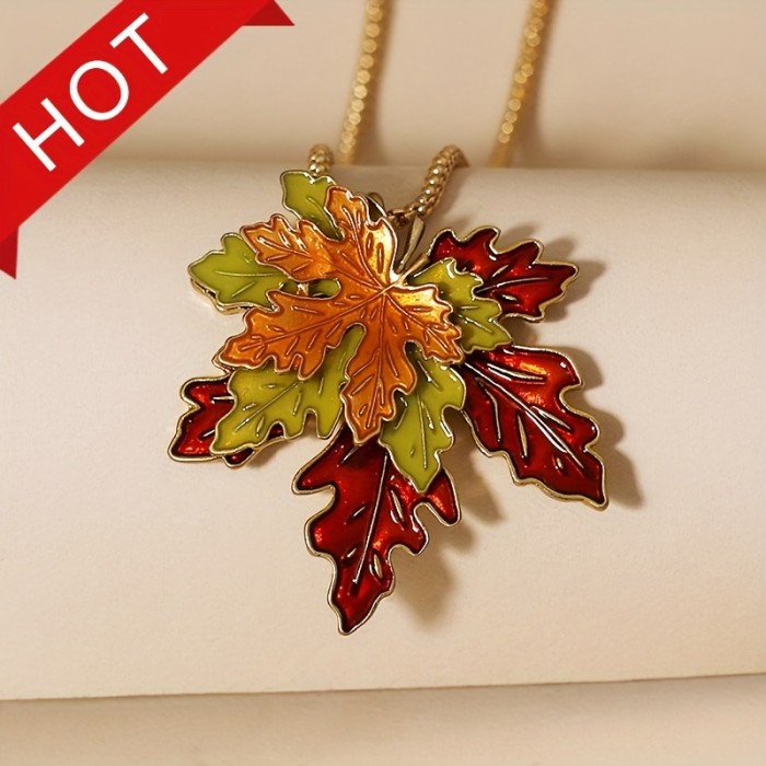 Charming Maple Leaf Charm Necklace - Stackable & Dainty Design - Versatile Long Sweater Chain for All-Occasion Glamour - Elevate Your Style
