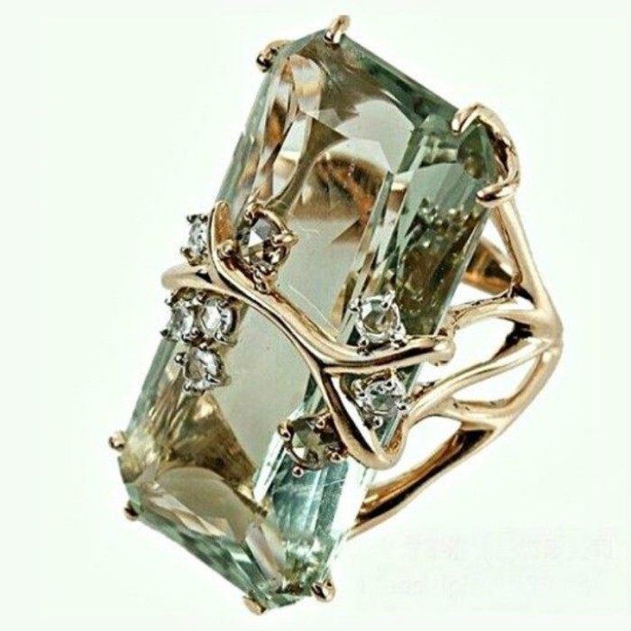 Exaggerated Cocktail Ring Inlaid Large Square Zircon Silver Plated Match Daily Outfits Stunning Party Accessory
