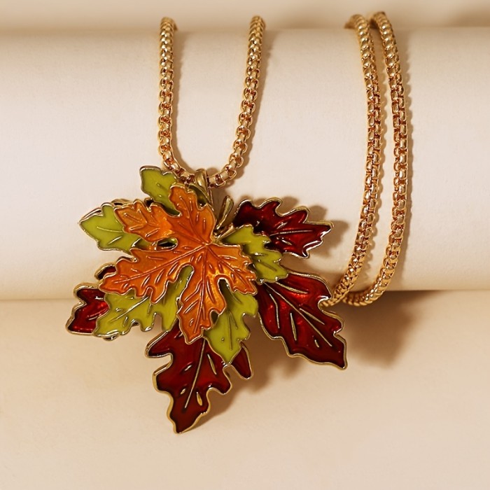 Charming Maple Leaf Charm Necklace - Stackable & Dainty Design - Versatile Long Sweater Chain for All-Occasion Glamour - Elevate Your Style