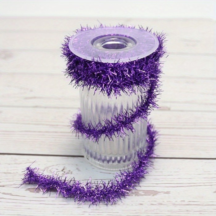 1 Rolls, Halloween Tinsel Ribbon Metallic Garland Tinsel Garland Halloween Metallic Tinsel Ribbon Glitter Tinsel Ribbon Party Decor Supplies