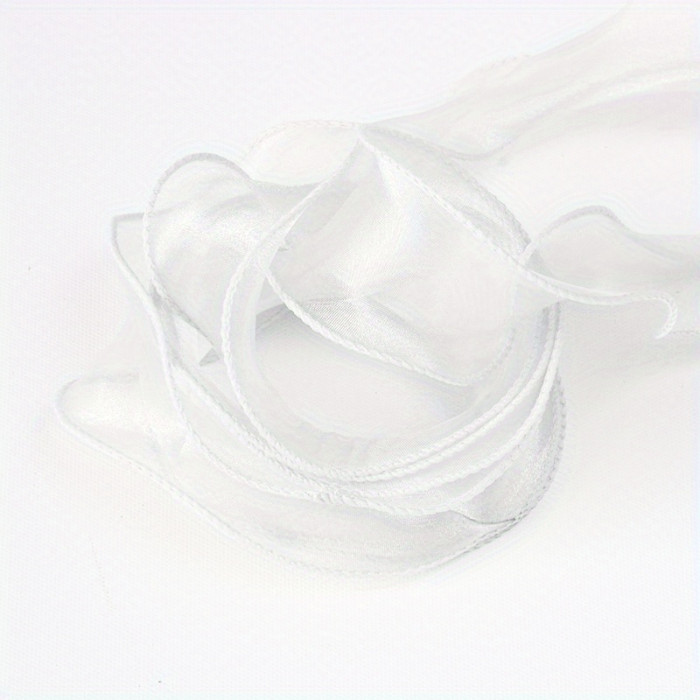 1 Roll, Sheer Wired Organza Ribbon Floral Ribbon For Gift Wrapping, Bouquet Wrapping, Decoration, Chiffon Ribbon With Golden Edge For Gift Wrapping, DIY Crafts Bouquet, Ribbons For Bouquets, Craft Supplies, Fabric, Handmade Wedding Bouquets Material