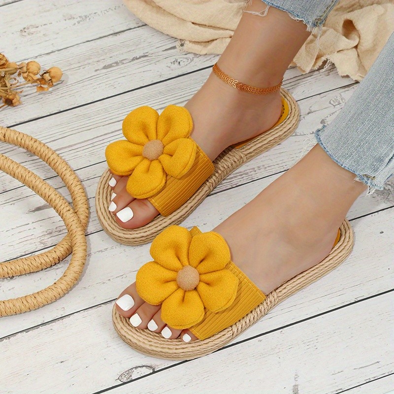 Chic Floral Strappy Sandals - Slip-On, Flat Heel, Lightweight EVA Sole, Breathable Fabric Upper, Comfy Open-Toe Design, Perfect for Summer Beach Holiday, Vacation, and Outdoor Activities