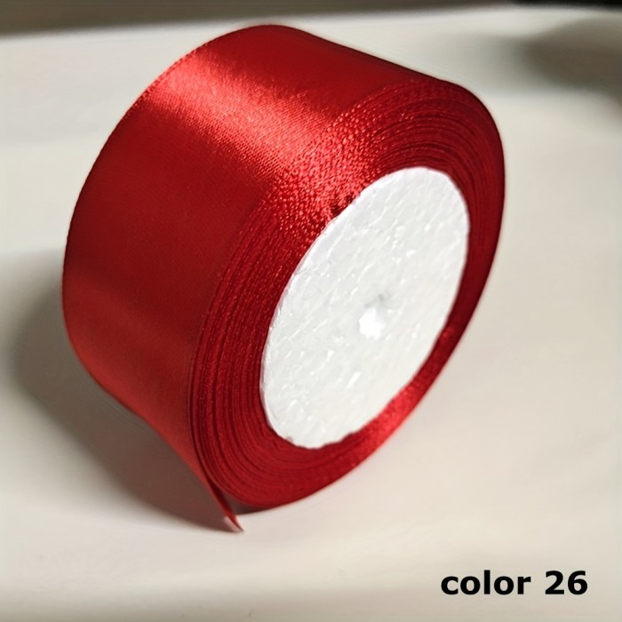 1 Roll 25 Yards Colored Satin Ribbon Rose Butterfly Bow Making Ribbon Cake Christmas Holiday Decoration Ribbon 4cm Wide