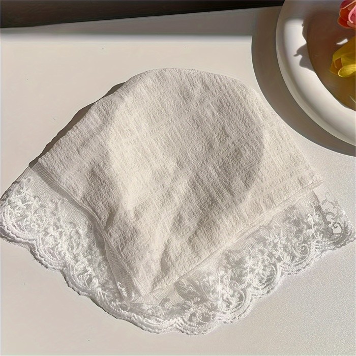 1pc Women's Fabric Mesh Lace Triangle Headscarf Hairband, Cute Hair Accessory, Sweet Summer Headwear Decor
