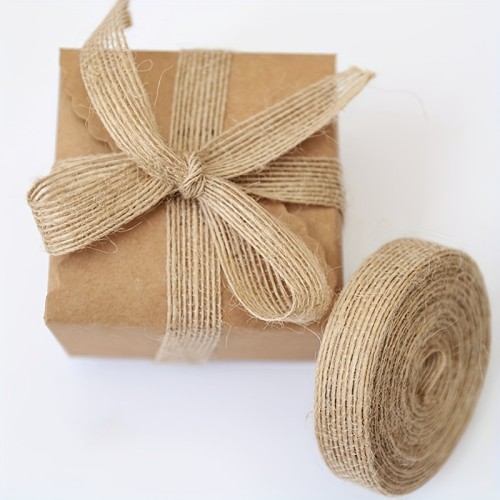 5M\u002FRoll 0.39Inch-1.5Inch Natural Jute Ribbon Bow Crafts DIY Vintage Jute Burlap Fabric Gift Wrap Sewing Party Wedding Christmas Decoration