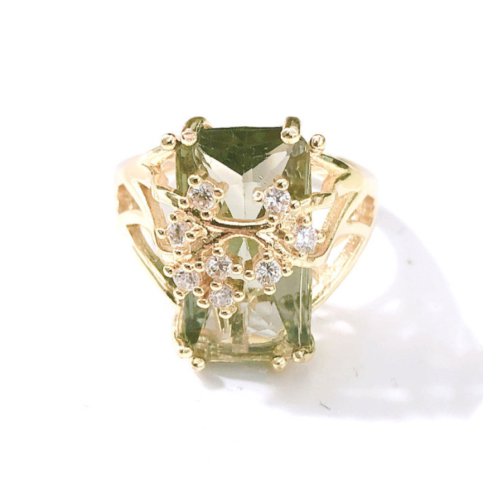 Exaggerated Cocktail Ring Inlaid Large Square Zircon Silver Plated Match Daily Outfits Stunning Party Accessory