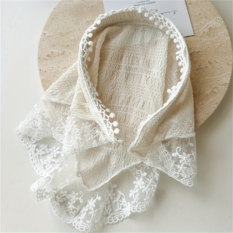 1pc Women's Fabric Mesh Lace Triangle Headscarf Hairband, Cute Hair Accessory, Sweet Summer Headwear Decor