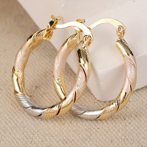 Vintage Twisted Creole Hoop Earrings - Unique Bohemian Style Jewelry with Intricate Pattern for Casual Wear, Wedding, Party, Birthday Gifts - Hypoallergenic, Nickel-Free, Durable, and Comfortable Accessories for Women