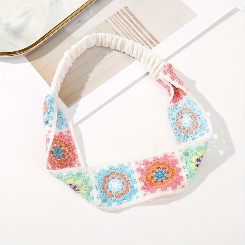 Crochet Flower Stretch Headband, Women's Knitted Plum Blossom Elastic Hair Bands for Women's Daily Life Dating Party Hairbands and Accessories