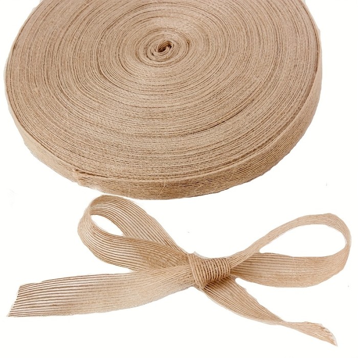 5M\u002FRoll 0.39Inch-1.5Inch Natural Jute Ribbon Bow Crafts DIY Vintage Jute Burlap Fabric Gift Wrap Sewing Party Wedding Christmas Decoration