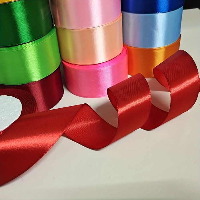 1 Roll 25 Yards Colored Satin Ribbon Rose Butterfly Bow Making Ribbon Cake Christmas Holiday Decoration Ribbon 4cm Wide