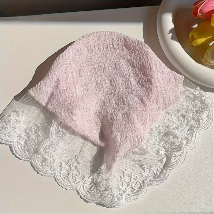 1pc Women's Fabric Mesh Lace Triangle Headscarf Hairband, Cute Hair Accessory, Sweet Summer Headwear Decor