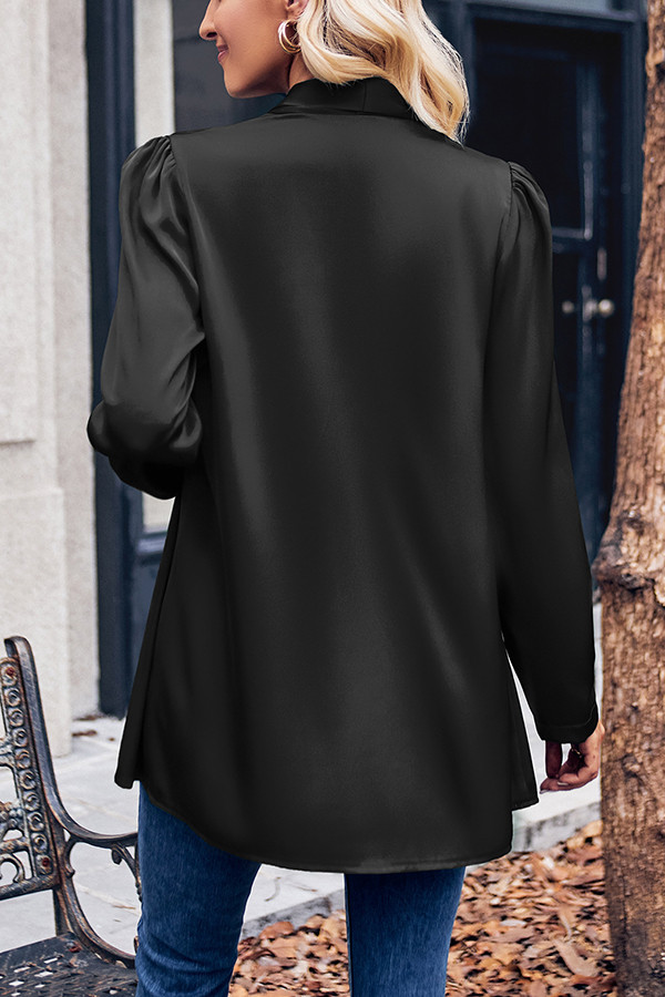 Satin Solid Color Fashion Mid Length Long-sleeved Blazer