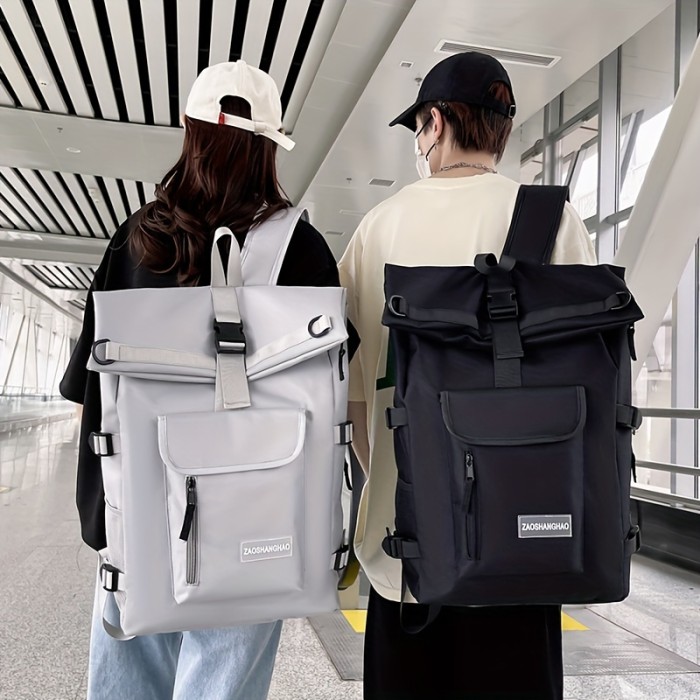 Large Capacity Backpack, Fashionable Unisex Travel And Daily Commute Bag With Adjustable Shoulder Straps, Nylon Casual Style Bag For Sports