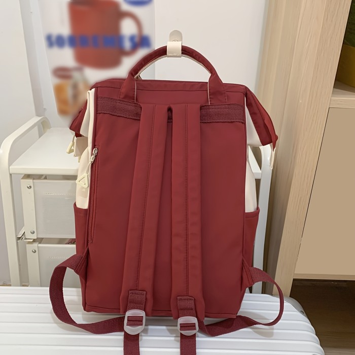 Trendy Japanese-Style Preppy Backpack - Large Capacity, Colorblock Design - Durable & Stylish School Rucksack for Women - Perfect Daily Use for Students