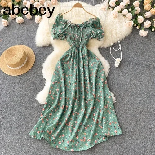 Fashion Floral Robe Print Ruffle  Bohemian Sexy Casual Elegant Strapless Maxi Dresses
