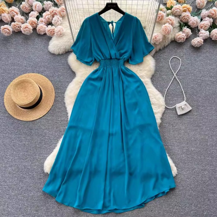 Solid Bohemian Sexy Backless Bandage Vacation Outfits Elegant Two Layers Party  Maxi Dresses
