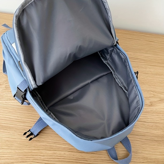 Vibrant Color Contrast Flap Laptop Backpack - Spacious Preppy Style Student School Bag with Multiple Compartments, Casual Travel Bookbag for Daily Commute, School, Work, and Travel - Durable, Water-Resistant, and Comfortable