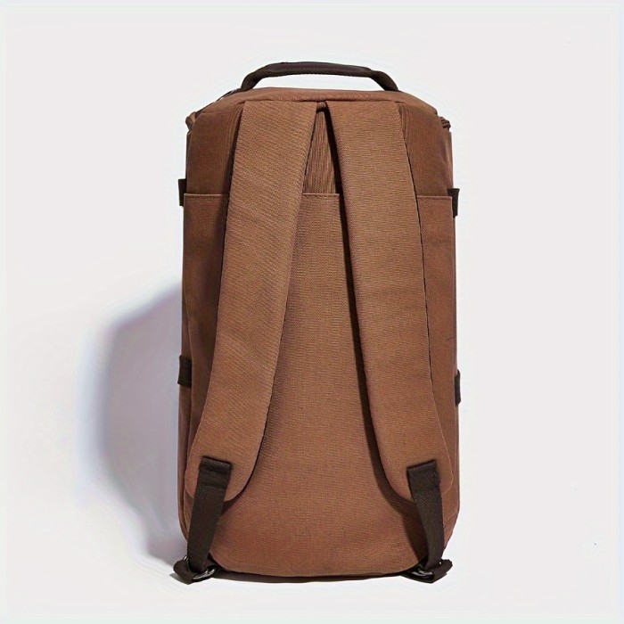 Urban Traveler's Choice: Stylish Men's Canvas Backpack - Large Capacity, Durable Cotton, Ideal for Daily & Outdoor Use