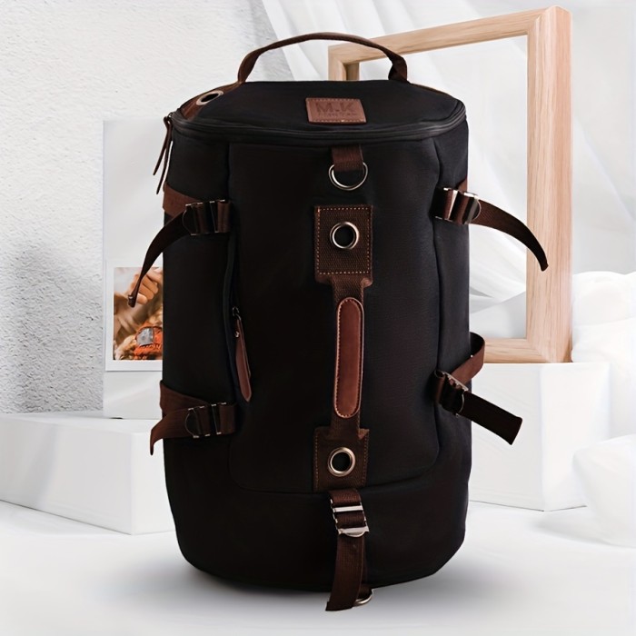 Urban Traveler's Choice: Stylish Men's Canvas Backpack - Large Capacity, Durable Cotton, Ideal for Daily & Outdoor Use