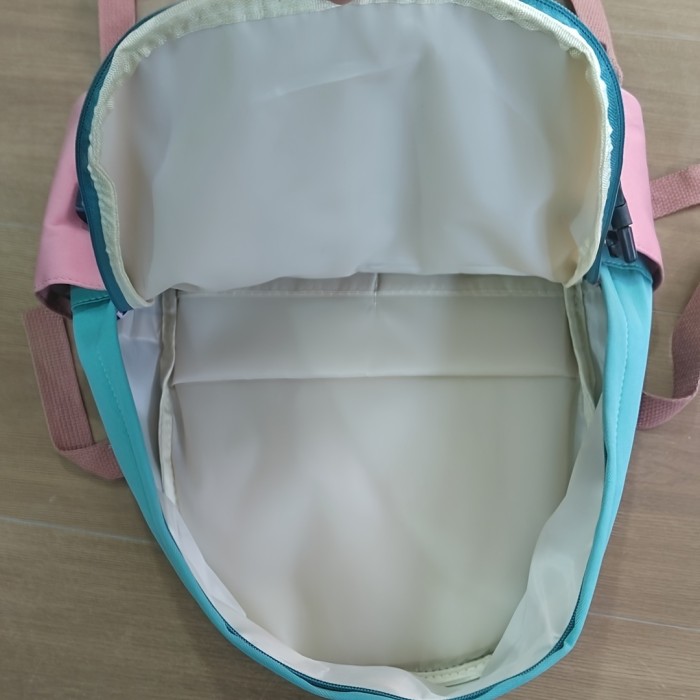 Stylish Ultra-Light Colorblock Backpack - Durable Nylon with Secure Zip, Perfect for College, Travel & Daily Outings