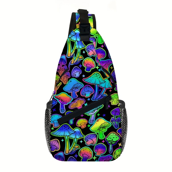Mushroom Sling Backpack Messenger Bag Sling Bag Travel Hiking Shoulder Chest Bag Backpack
