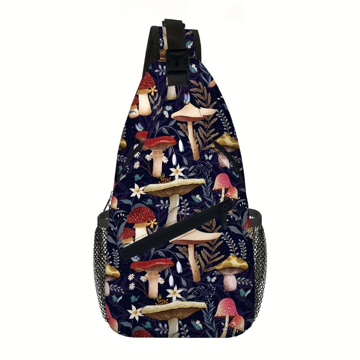 Mushroom Sling Backpack Messenger Bag Sling Bag Travel Hiking Shoulder Chest Bag Backpack