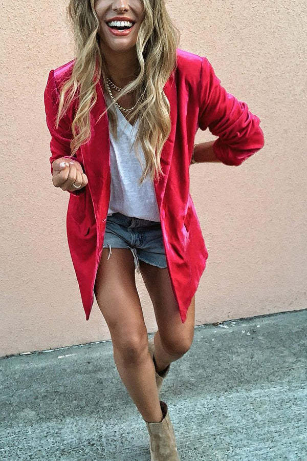 Ritz and Romance Pocketed Velvet Blazer