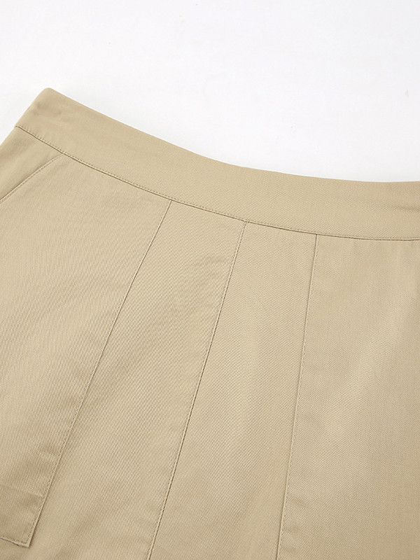 A-Line High Waisted Solid Color Split-Joint Skirts