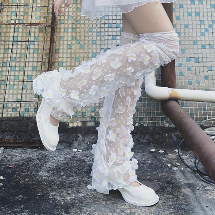 Floral Decor & Polka Dot Pattern Mesh Leg Warmers, Sweet Comfy & Breathable Boot Socks, Women's Stockings & Hosiery