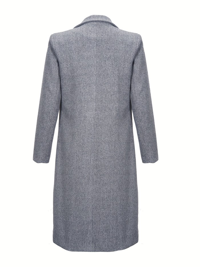 Double Breasted Simple Trench Coat, Casual Long Sleeve Outerwear, Women's Clothing