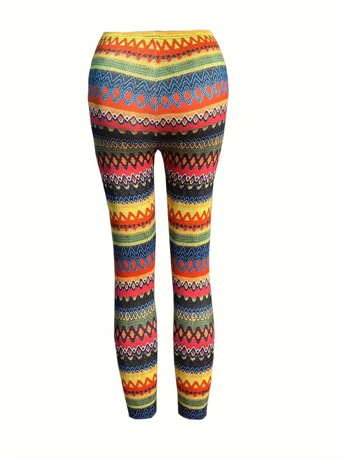 Vibrant Striped High Waist Skinny Leggings - Ultra Stretchy, Comfortable, Breathable, and Sweat-Wicking for Daily Wear, Workout, and Fitness - Women's Casual Clothing for All Seasons