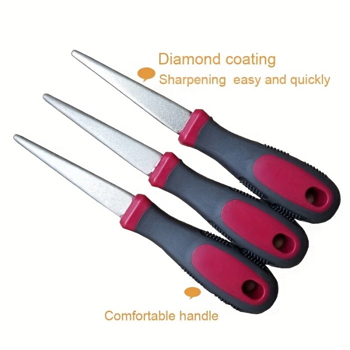 1pc Diamond Sharpening File For Scissors, Knives And Garden Tools, 2-Sided Flat And Curved