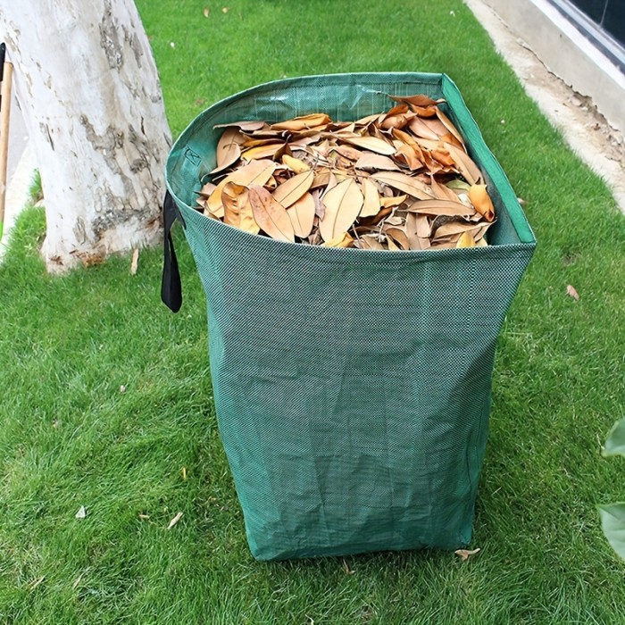 2pcs, 53 Gallon Garden Garbage Bag Garden Gloves, Wear-resistant Non-slip Outdoor Latex Garden Planting Weeding Protective Gloves, Yard Dustpan Type Garden Bags, For Collecting Leaves Reusable Heavy Duty Gardening Bags, Garden Leaf Garbage Bags