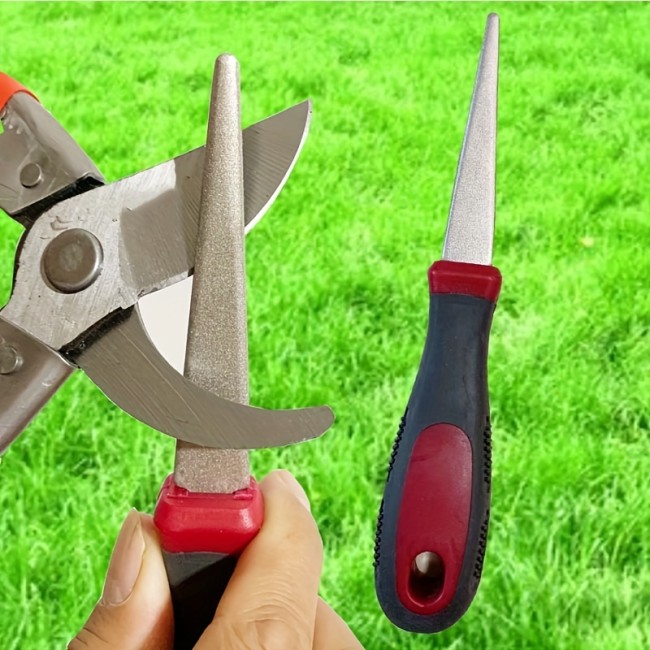 1pc Diamond Sharpening File For Scissors, Knives And Garden Tools, 2-Sided Flat And Curved
