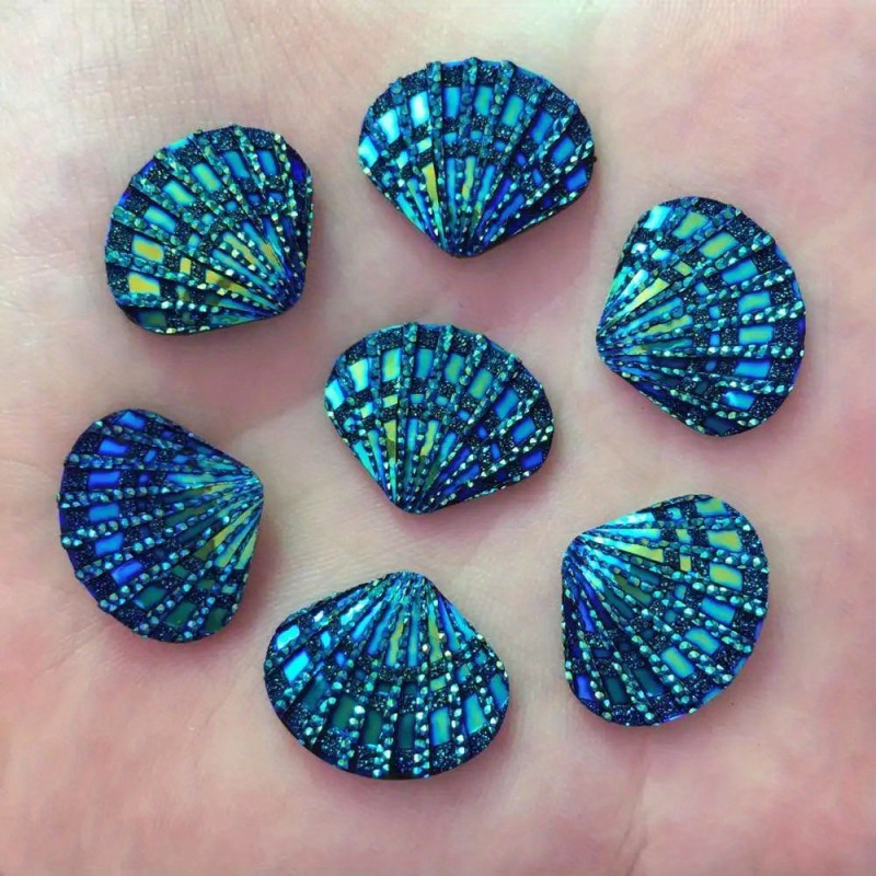 20pc Elegant Black Glitter Shell Rhinestones - AB Resin Flatback for Sparkling Wedding Decor, Scrapbooking & Holiday Crafts