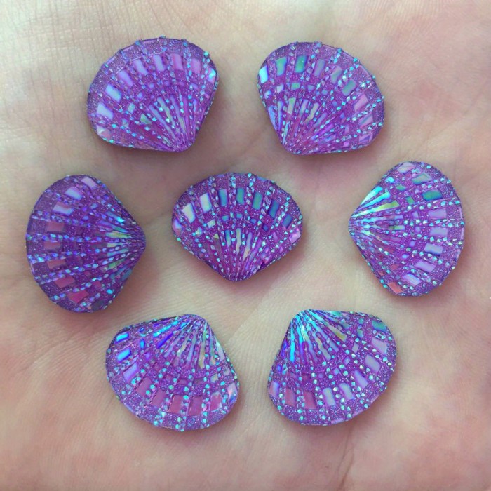 20pc Elegant Black Glitter Shell Rhinestones - AB Resin Flatback for Sparkling Wedding Decor, Scrapbooking & Holiday Crafts
