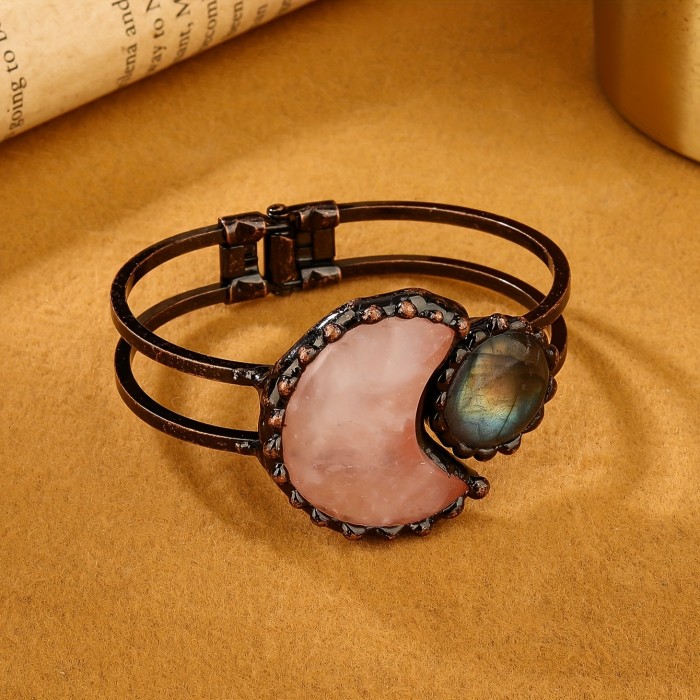 Radiant Natural Stone Bangle - Vintage Elegance with Handcrafted Artistry - Rich Black Color for Timeless Style - Perfect Gift Idea