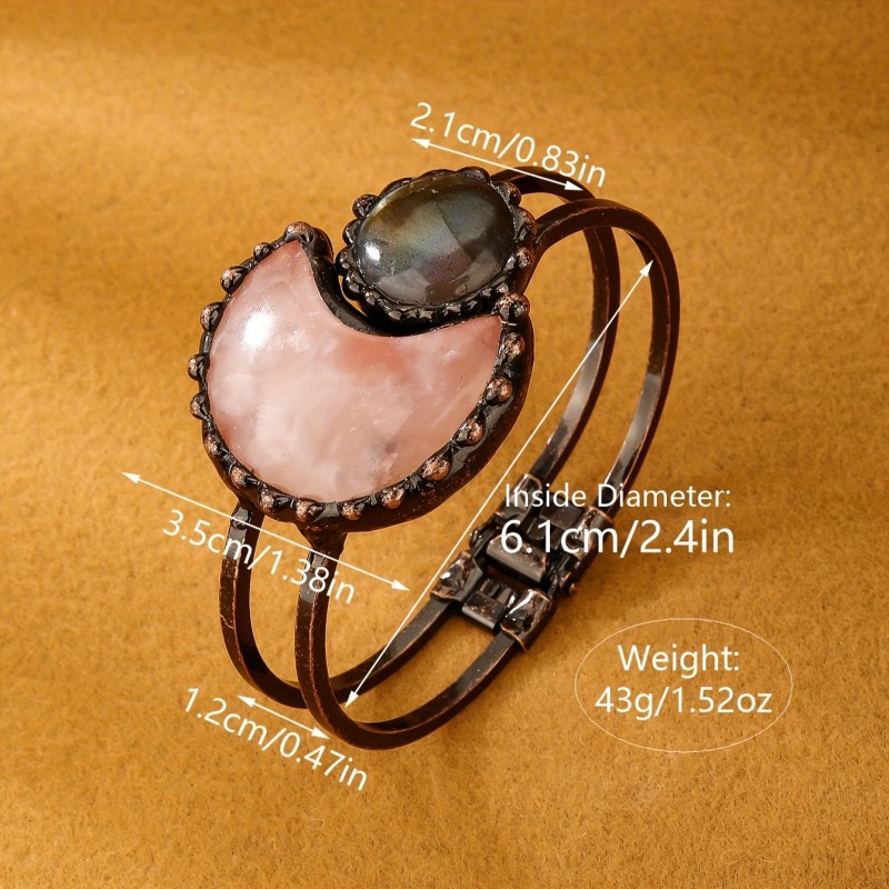 Radiant Natural Stone Bangle - Vintage Elegance with Handcrafted Artistry - Rich Black Color for Timeless Style - Perfect Gift Idea