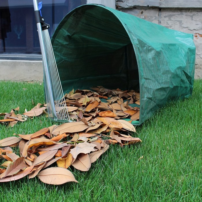2pcs, 53 Gallon Garden Garbage Bag Garden Gloves, Wear-resistant Non-slip Outdoor Latex Garden Planting Weeding Protective Gloves, Yard Dustpan Type Garden Bags, For Collecting Leaves Reusable Heavy Duty Gardening Bags, Garden Leaf Garbage Bags